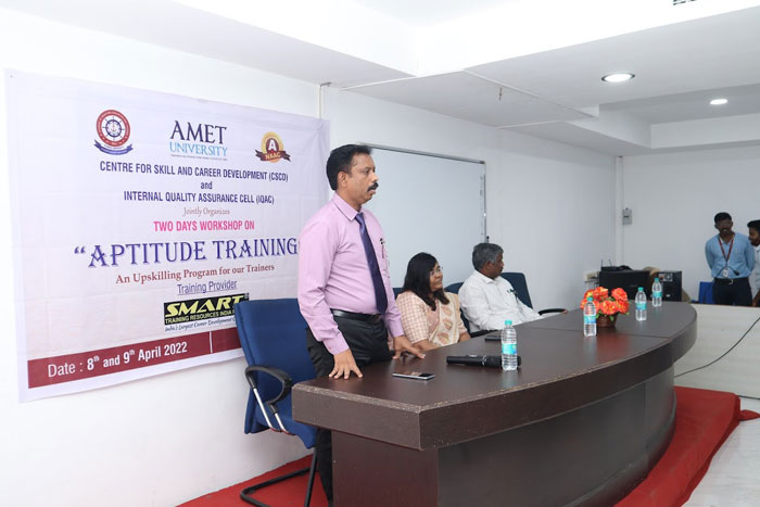 Two Days Workshop on Aptitude Training and Upskilling Program for our Trainers, organized by Centre for Skill and Career Development (CSCD) and Internal Quality Assurance Cell (IQAC) jointly with Smart Training Resources India Pvt. Ltd, on 08 & 09 Apr 2022