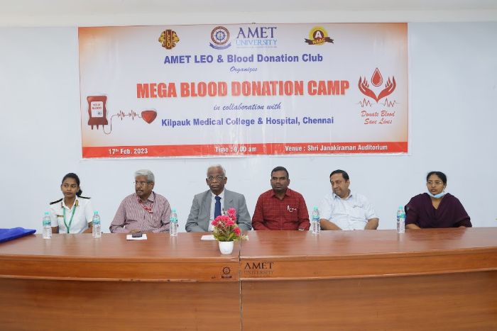 Mega Blood Donation Camp, in collaboration with Kilpauk Medical College & Hospital, Chennai, organized by AMET LEO and Blood Donation Club, on 17 Feb 2023